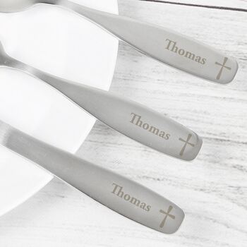 Personalised Three Piece Cross Cutlery Set, 2 of 3