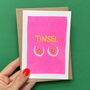 Tinsel Tits Risograph Christmas Card, thumbnail 1 of 2