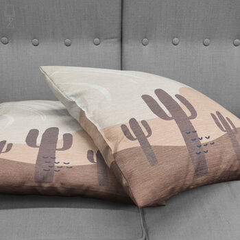 Brown Cushion Cover With Cactus Pattern, 4 of 7