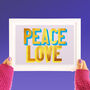Peace And Love Golden Words Art Print, thumbnail 1 of 3