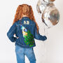 Personalised Kids Denim Jacket With Sequin Peacock, thumbnail 1 of 7