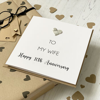 10th Tin Anniversary Card For Husband Or Wife, 2 of 4