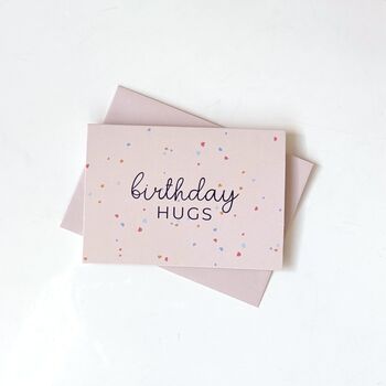 Birthday Hugs Pink Confetti Mini Greetings Card, 2 of 3