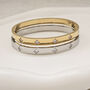 Solitaire Diamond Clover Bangle Gold, thumbnail 3 of 9