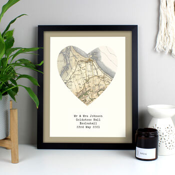 Personalised Map Heart Black Framed Print, 3 of 3