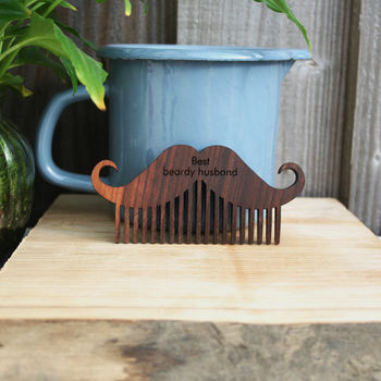 Personalised Wooden Beard And Moustache Comb, 4 of 9