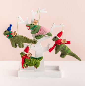 Personalised Felt Dinosaur Specs Christmas Decoration, 2 of 5