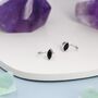 Marquise Black Cz Huggie Hoops In Sterling Silver, thumbnail 4 of 12
