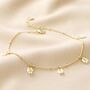 Beaded Daisy Satellite Chain Anklet In Gold Plating, thumbnail 5 of 6