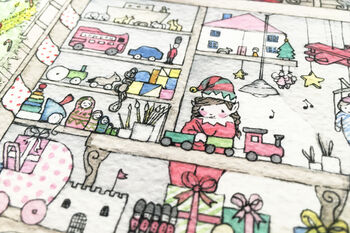 Personalised Children's Christmas Santa Workshop Print, 6 of 11