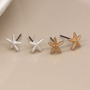 Silver And Gold Plated Starfish Stud Earring Set, 2 of 6