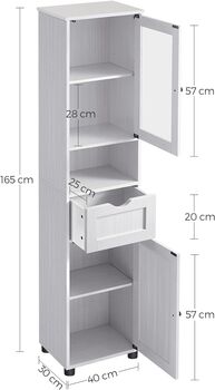 Tall Bathroom Cabinet Glass Door Water Resistant Feet, 2 of 8