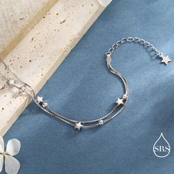 Sterling Silver Little Twinkle Stars Charm Bracelet, 6 of 11