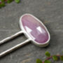 Natural Pink Sapphire Hair Pin In Sterling Silver, thumbnail 2 of 4