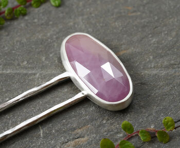 Natural Pink Sapphire Hair Pin In Sterling Silver, 2 of 4