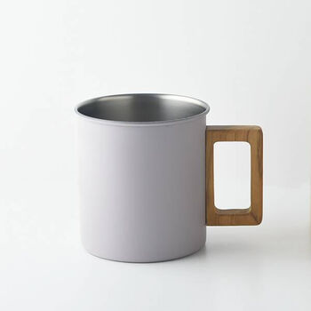 Japan Made Stainless Steel Mug With Wooden Handle Campers Love, 3 of 8