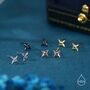 Ninja Shuriken Star Stud Earrings In Sterling Silver, thumbnail 2 of 11