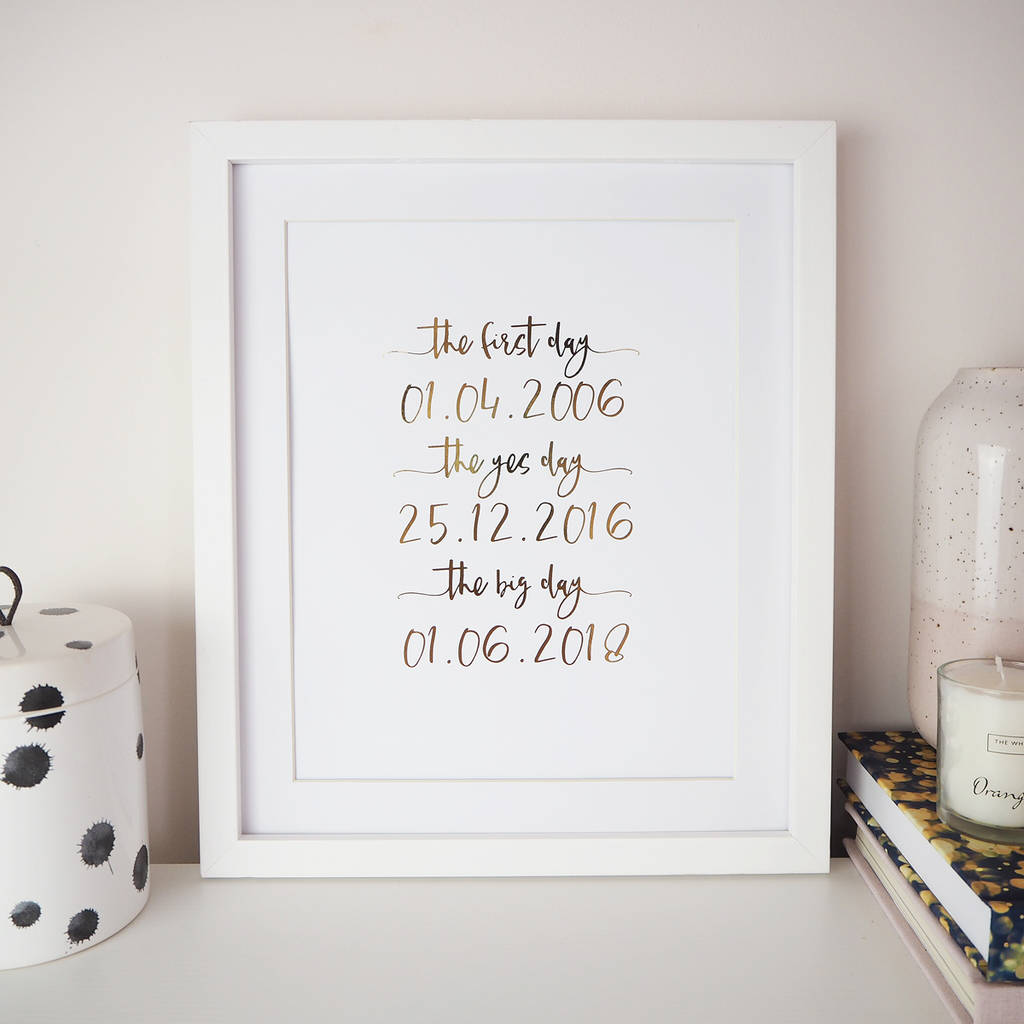 Personalised handmade photo frame FIRST DAY YES DAY FOREVER  wedding engagement 