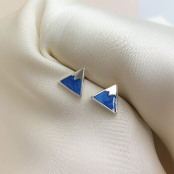 Sterling Silver Blue Mountain Stud Earrings, 3 of 4