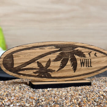 Oak Veneer Surfboard Place Name Setting Wedding Events, 6 of 7