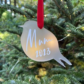 Personalised Robin Acrylic Christmas Bauble, 4 of 7