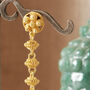 Gold Filigree Stud Long Drop Earrings. Gold Vermeil, thumbnail 3 of 7