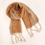 Camel Two Tone Winter Scarf, thumbnail 2 of 5