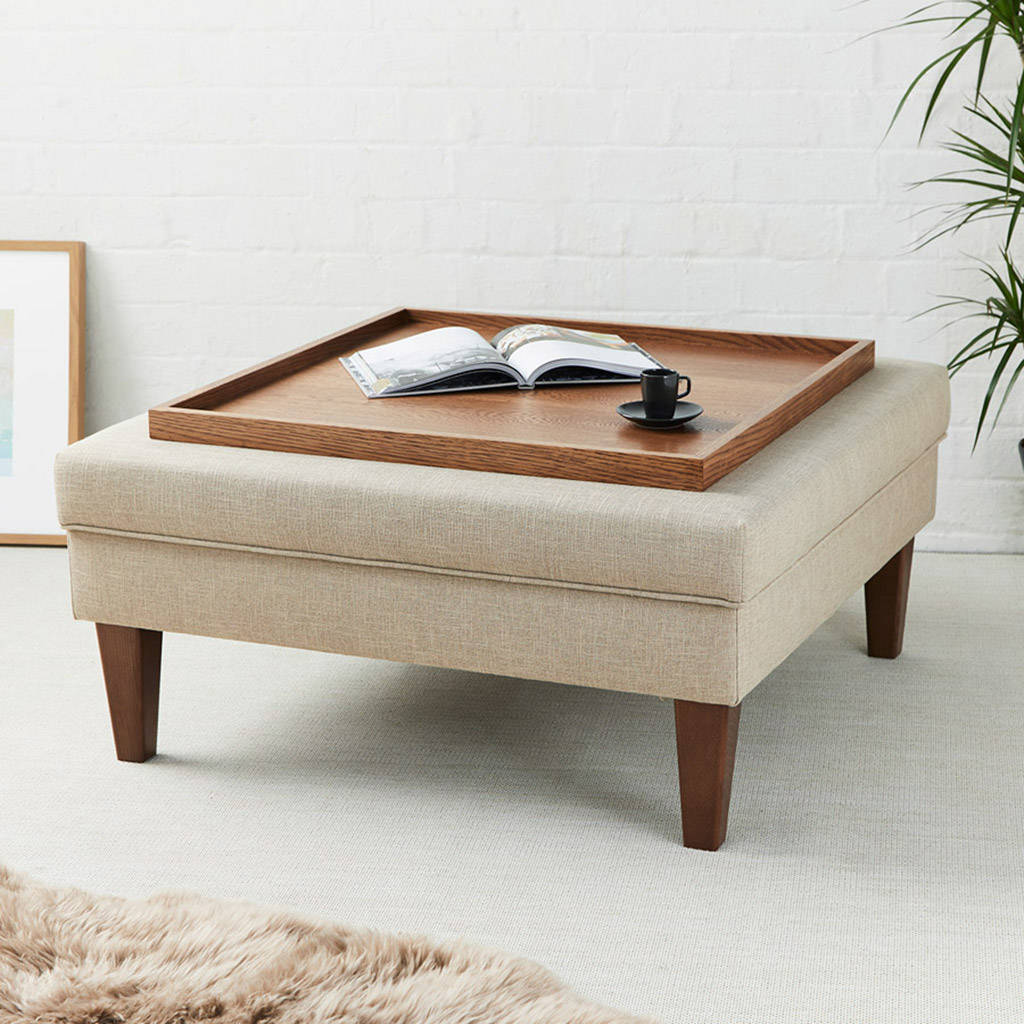 Large Luxury Wooden Tray By Footstools, Wooden Ottoman Tray Uk