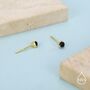 Natural Black Onyx Stud Earrings In Sterling Silver, thumbnail 2 of 12