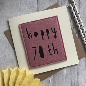 Happy 70th Birthday Felt Milestone Card, 2 of 5