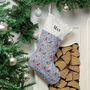 Personalised Cats Christmas Stocking In Blue, thumbnail 1 of 7