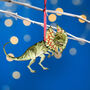 Wooden Dilophosaurus Dinosaur Christmas Tree Decoration, thumbnail 1 of 3