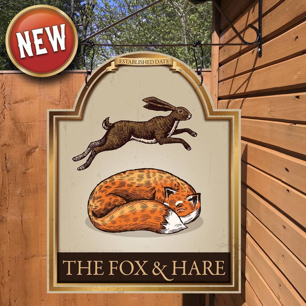 The Fox And Hare. Personalised Bar Sign, 1 of 8
