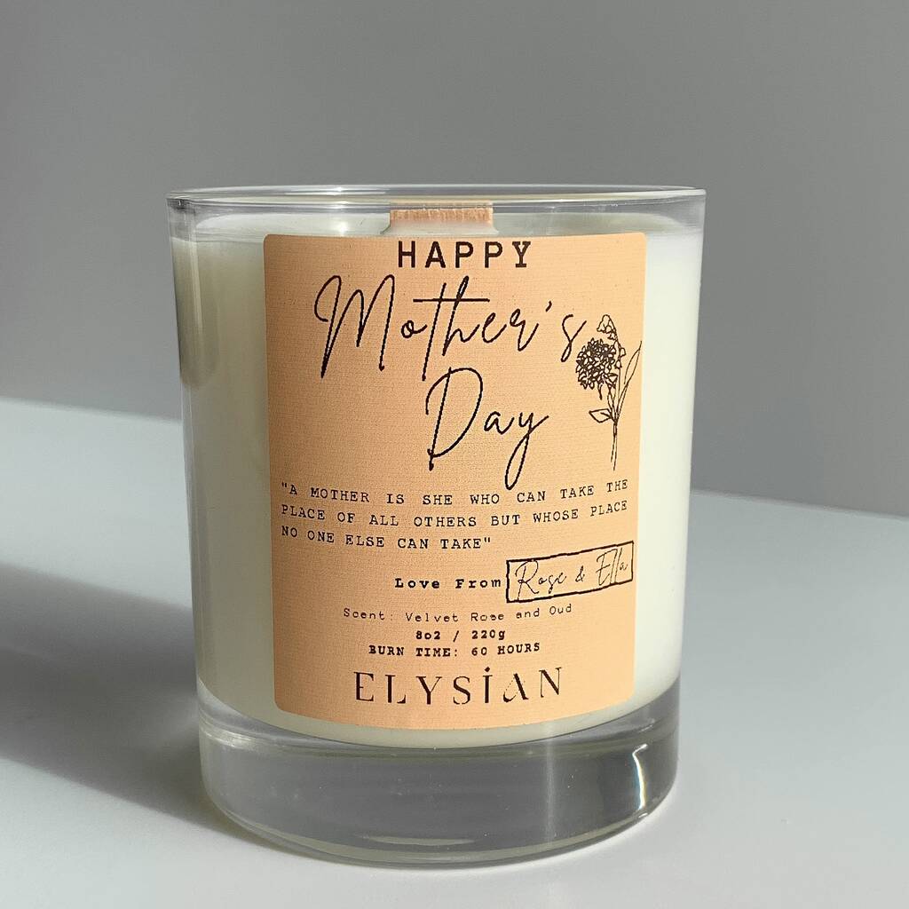 Personalised Happy Mother's Day Candle By Elysian Candles