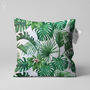 Green Tropical Palm And Eucalyptus Leaves Cushion Cover, thumbnail 1 of 7