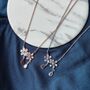 Two Floral Zircon Crystal Dokiya Dangle Necklace, thumbnail 5 of 7