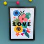 Love Print With Floral Background In A4 Or A3, thumbnail 2 of 3