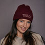 Embroidered Personalised Slogan Beanie Hat, thumbnail 4 of 9