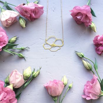 Gold Plated Anemone Flower Necklace, 2 of 3