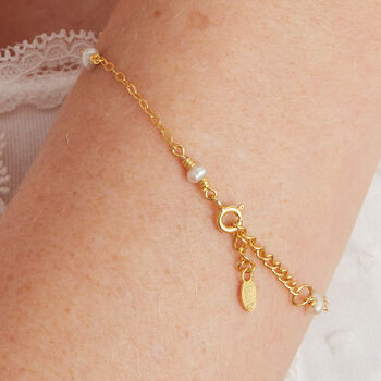 Gold Plated Silver And Pearl Friendship Chain Bracelet, 2 of 9