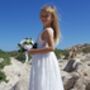Saffron Ivory White ~ Luxurious Lace Flower Girl Dress, thumbnail 4 of 6