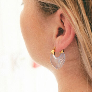 Dania Vintage Style Resin And Gold Plated Hoop Earring, 2 of 7