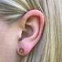 Cherry Red Star Enamel Earrings Gold Vermeil Plated, thumbnail 2 of 3