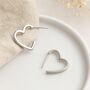 Sterling Silver Heart Hoop Earrings With Cubic Zirconia Edge – 15mm, thumbnail 2 of 4