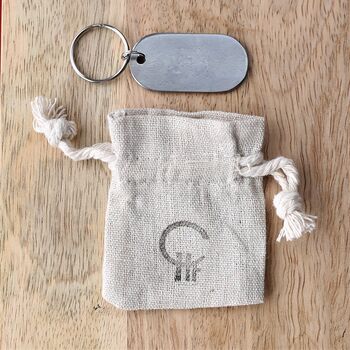 6th Anniversary Gift Custom Iron Keyring In Dog Tag Design, 7 of 7