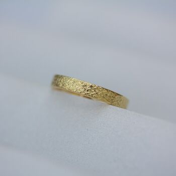 Ocean Waves Ripples Solid Gold Textured Wedding Ring, 3 of 8