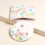 Pink Floral Bee Round Compact Mirror In Pouch, thumbnail 1 of 4