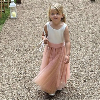 Satin And Tulle Flower Girl Dress Child 30+ Colours, 3 of 8