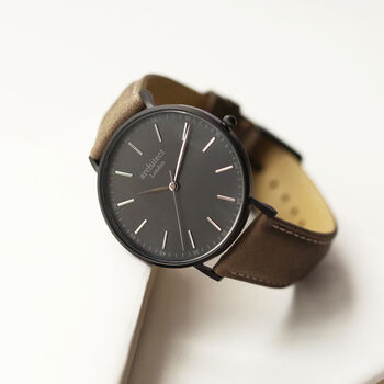 Men's Personalised Watch With Urban Grey Strap, 3 of 6