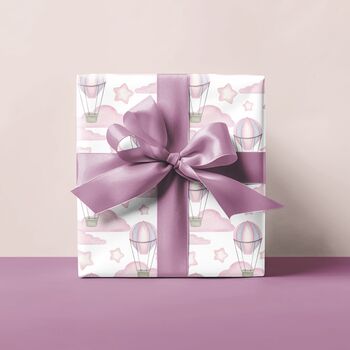 Hot Air Balloon Gift Wrapping Paper Available In Blue Or Pink, 3 of 7